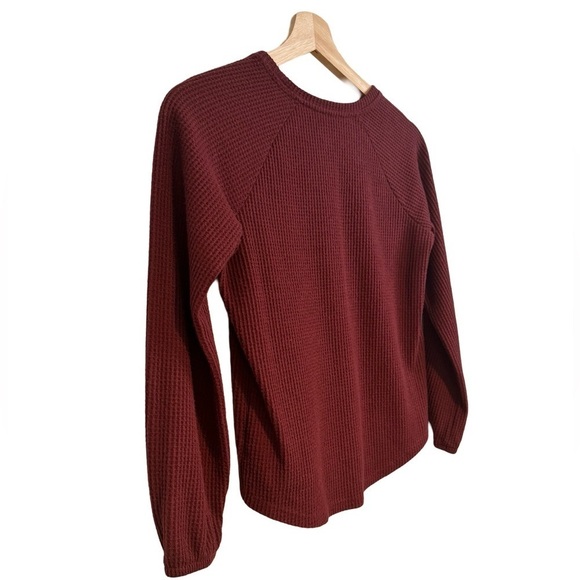 Cat & Jack Maroon Waffle Knit Shirt with Elastic Cuffed Sleeves Size L 10/12 ☀️ - Picture 9 of 13
